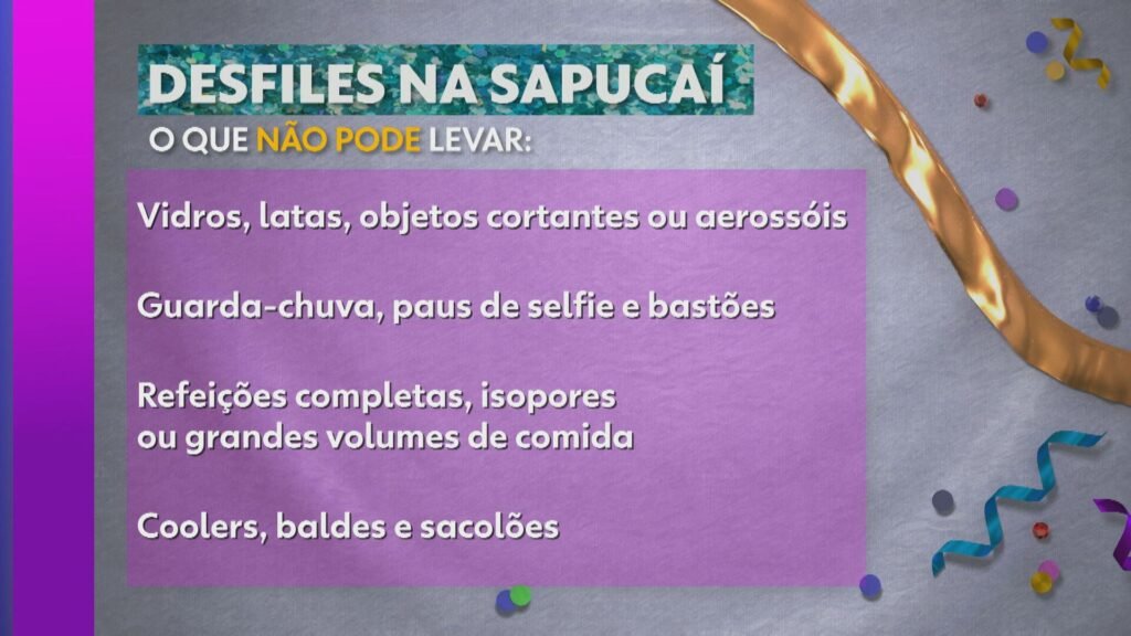 Liesa Divulga Nova LISTA DO QUE PODE EO que Não Pode LeVar Para A Sapucaí; entenda Liesa Divulga Nova LISTA DO QUE PODE EO que Não Pode LeVar Para A Sapucaí; entenda