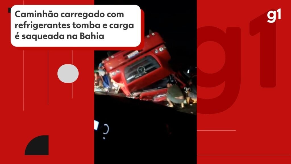 Caminhão que Levava refrigerantes Tomba em Rodovia e População Saqueia Carga Enquanto Motorista Aguarda Atendimento Médico | Feira de santana e regíão