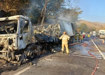 Carreta que Transportava Manteiga Pega Fogo Na Serra Das Araras, Em Piraí