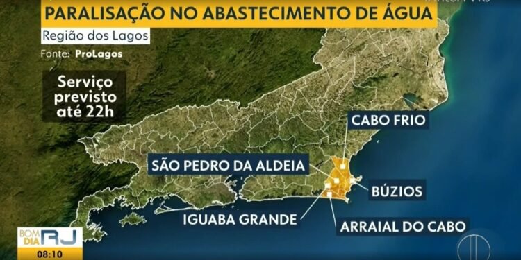 Cinco cidades da Região dos Lagos têm fornecimento de água parado nesta quarta Cinco cidades da Região dos Lagos têm fornecimento de água parado nesta quarta