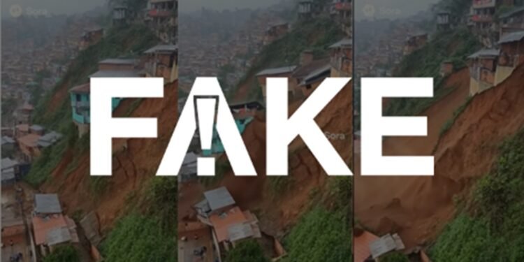 Vídeo que mostra casas abandonando em penetração de terra foi feito com IA Vídeo que mostra casas abandonando em penetração de terra foi feito com IA