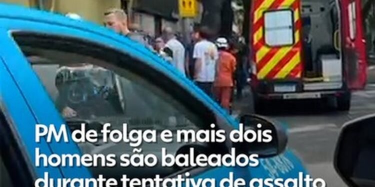 Policial militar de folga e mais 2 homens são baleados durante ataque de assalto em Botafogo Policial militar de folga e mais 2 homens são baleados durante ataque de assalto em Botafogo