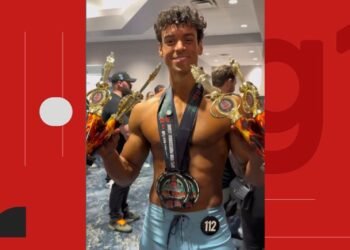 Após vencer o primeiro campeonato de fisiculturismo, filho de Carla Perez e Xanddy agradecem apoio: ‘vocês fizeram parte disso’
