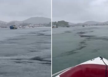 Mancha de óleo é vista perto da Ilha do Japonês, em Cabo Frio, e mobiliza equipes ambientais