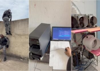 Polícia descobre central clandestina usada em suposta gatonet ou mineração de criptomoedas em Campos