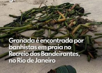 Granada é encontrada por banhistas na praia do Recreio