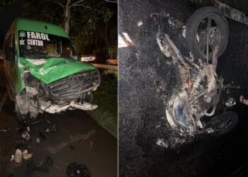 Casal fica ferido em grave acidente envolvendo moto e van na RJ-216