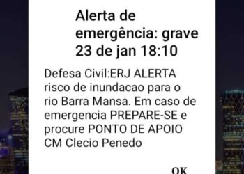 Rio Barra Mansa atinge cota de transbordo e Defesa Civil aciona sirenes e alerta por celular