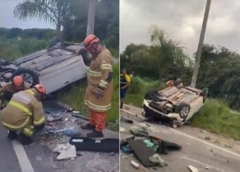 Menina de 17 anos morre em acidente na RJ-106; carro capotou na pista