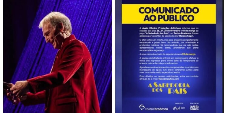Herson Capri fez cateterismo e está se recuperando em casa após infarto; peça em SP tem novos dados Herson Capri fez cateterismo e está se recuperando em casa após infarto; peça em SP tem novos dados