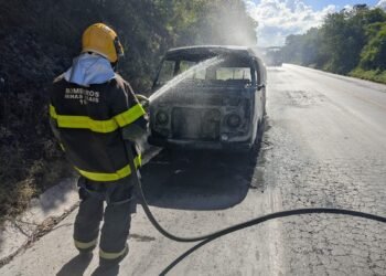 Kombi Incendeia na BR-251 em Francisco Sá; Bombeiros Agem Rapidamente