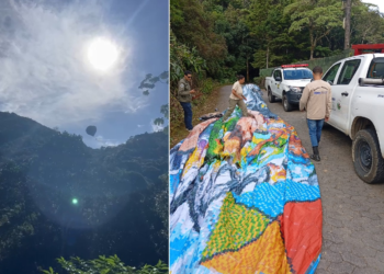 Balão de 15 metros com GPS cai em área de vegetação em Petrópolis; vídeo