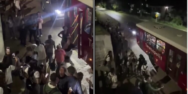 Confusão em ponto de ônibus interrompido viagem por meia hora no RJ