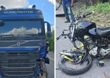 Homem morre após acidente entre caminhão e motocicleta no extremo sul da Bahia