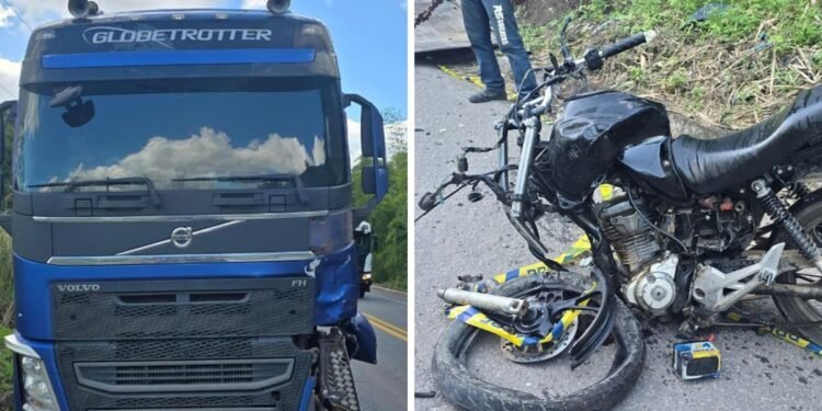 Homem morre após acidente entre caminhão e motocicleta no extremo sul da Bahia Homem morre após acidente entre caminhão e motocicleta no extremo sul da Bahia