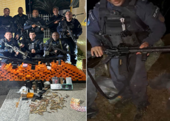 PM apreende fuzis e cerca de 170 kg de drogas às margens do Rio Macaé; VÍDEO