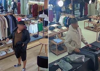 Vídeo mostra dupla furtando R$ 7 mil em casacos em Cabo Frio