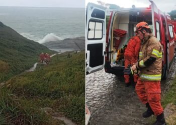 Casal argentino fica ferido ao ser atingido por onda enquanto tirava fotos no costão de Búzios