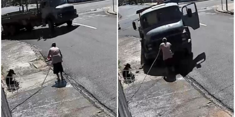VÍDEO: avó e neta são atropeladas por caminhão desgovernado em calçada no interior de SP VÍDEO: avó e neta são atropeladas por caminhão desgovernado em calçada no interior de SP