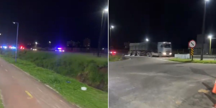 Caminhão tomba após motorista fugir de abordagem policial em rodovia de SP; VÍDEO Caminhão tomba após motorista fugir de abordagem policial em rodovia de SP; VÍDEO