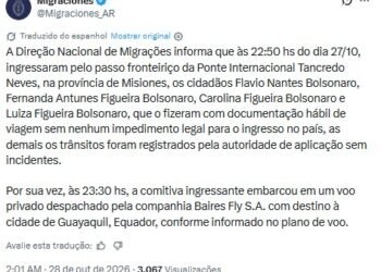 Flávio Bolsonaro e família cruzaram fronteira e seguiram em voo privado para o Equador, diz Migração argentina