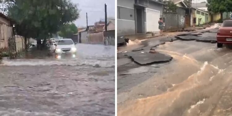 Chuva forte causa alagamentos, queda de árvore e danos em supermercado em Cosmópolis
