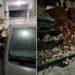 Parte de muro de condomínio, em BH, cai e atinge dois carros em estacionamento Parte de muro de condomínio, em BH, cai e atinge dois carros em estacionamento