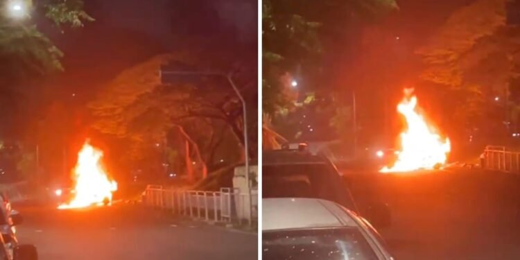 Vídeo mostra carro tomado pelas chamas próximo ao Hospital Mário Gatti, em Campinas Vídeo mostra carro tomado pelas chamas próximo ao Hospital Mário Gatti, em Campinas
