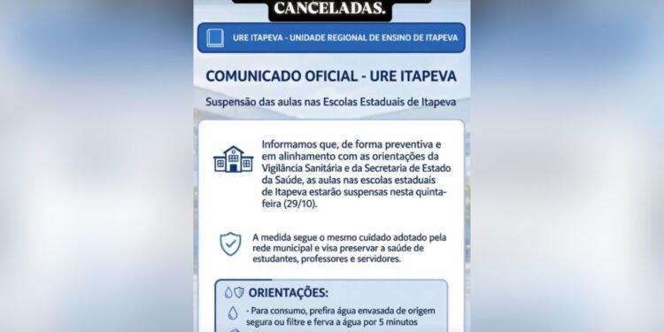 Aulas são suspensas em Itapeva após identificação de parasita na água durante surto de gastroenterite Aulas são suspensas em Itapeva após identificação de parasita na água durante surto de gastroenterite