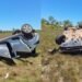 Motorista tenta desviar de vaca, perde o controle e carro capota no PI; quatro ficam feridos