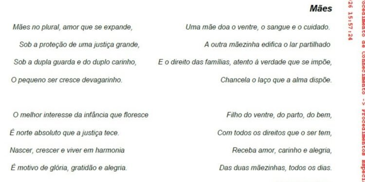 Juíza emociona com poema em processo que reconhece dupla maternidade em Goiás: ‘Mães no plural, amor que expande’ Juíza emociona com poema em processo que reconhece dupla maternidade em Goiás: ‘Mães no plural, amor que expande’