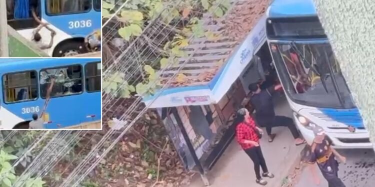 Motorista se tranca em ônibus e assiste grupo depredar veículo após suposto boato em Petrópolis