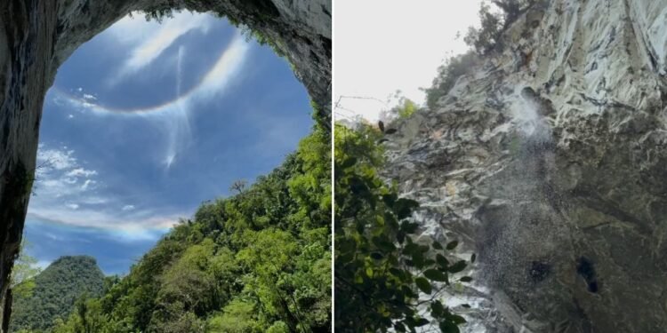 Entenda como efeito de ‘cachoeira’ se formou no céu da maior boca de caverna do mundo; VÍDEO Entenda como efeito de ‘cachoeira’ se formou no céu da maior boca de caverna do mundo; VÍDEO