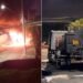 Caminhão-tanque com piche pega fogo no litoral de SP; VÍDEO