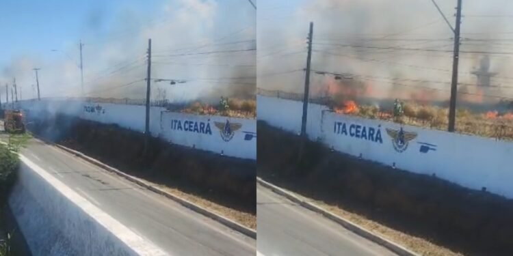 Incêndio atinge vegetação de campus do ITA Ceará Incêndio atinge vegetação de campus do ITA Ceará