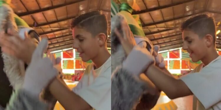 Adolescente cego viraliza ao ‘ver’ personagem de Madagascar com as mãos no Beto Carrero: ‘Inclusão linda’
