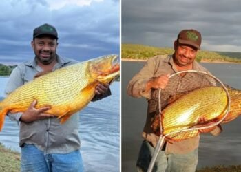 Pescador fisga dourado de mais de 18kg em lago, em Jataí