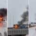 Carro pega fogo e interdita Terceira Ponte no sentido Vila Velha