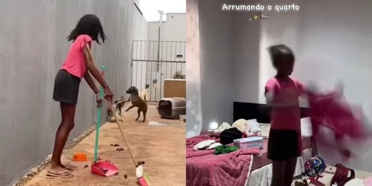 VÍDEO: Menina de 11 anos viraliza ao mostrar rotina com tarefas de casa em Uberaba: ‘A vida não é um morango’, diz mãe VÍDEO: Menina de 11 anos viraliza ao mostrar rotina com tarefas de casa em Uberaba: ‘A vida não é um morango’, diz mãe